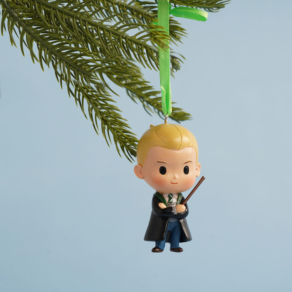 Adorno navideño de Draco Malfoy con varita y cinta verde - 4
