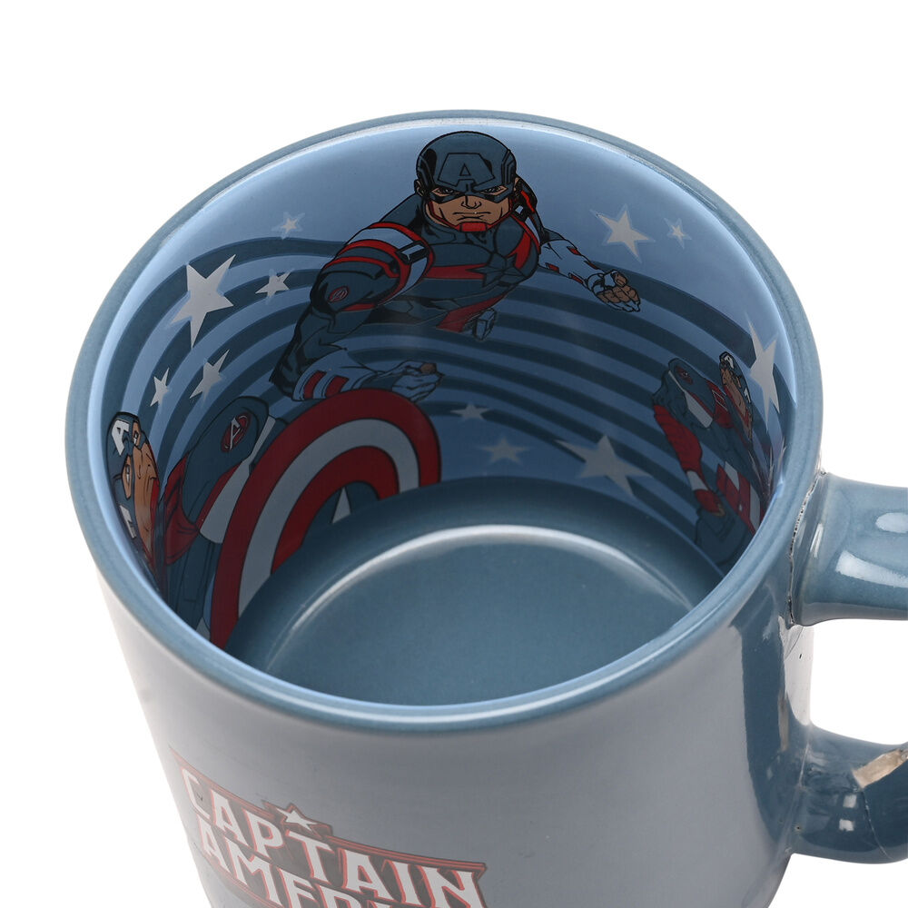 Taza azul de cerámica de Capitán América Marvel con su escudo - 4