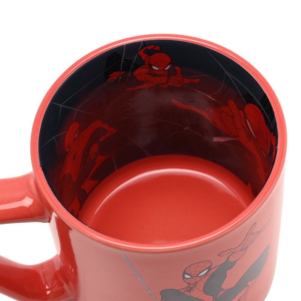Taza roja de cerámica de Spider-Man Marvel con ilustración del superhéroe - 4