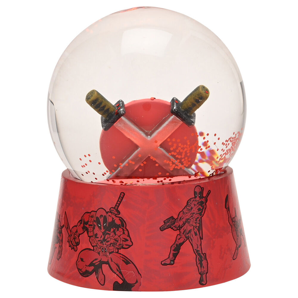 Bola de nieve de Deadpool Marvel con base roja decorada - 4