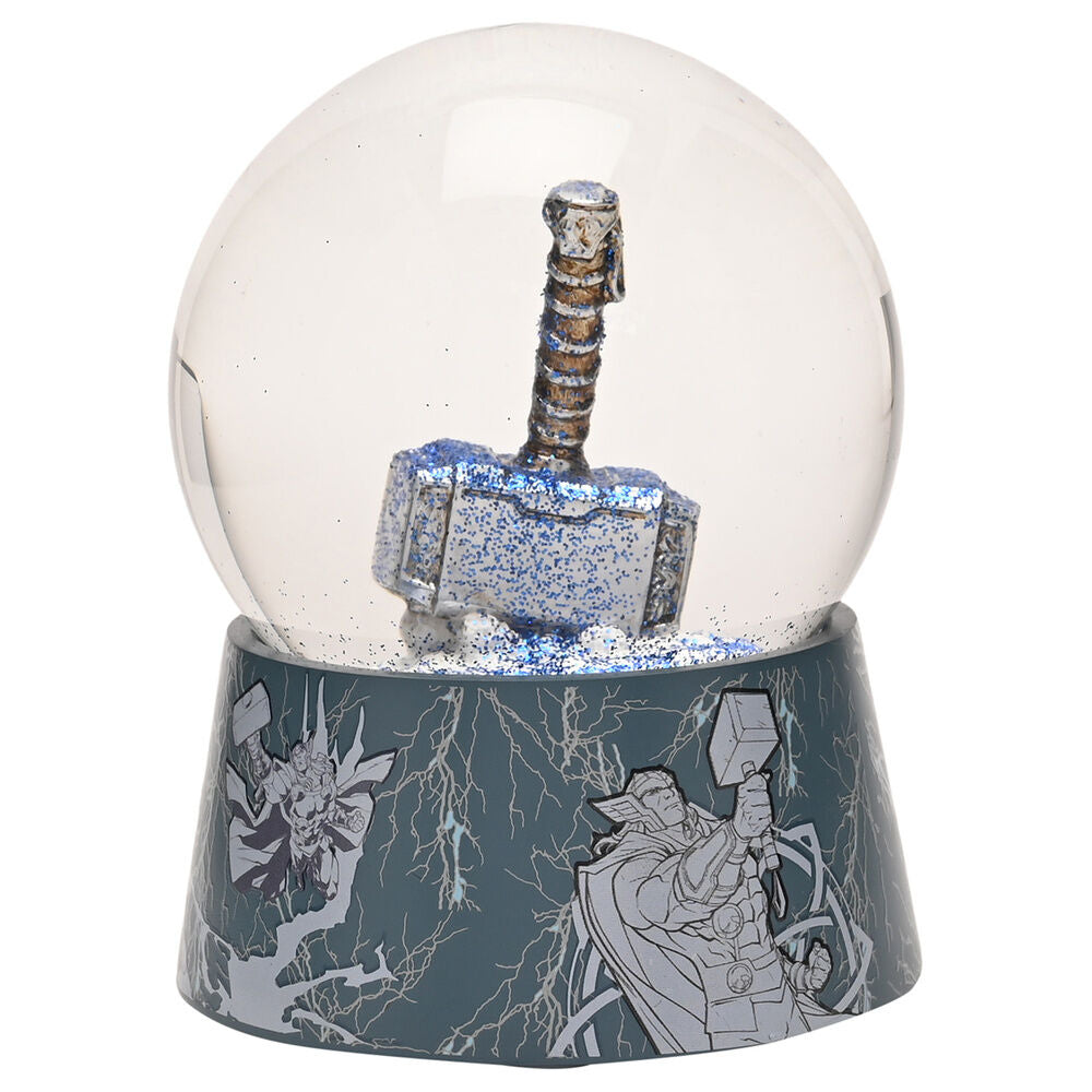 Bola de nieve de Thor Marvel con martillo y base decorada con relámpagos - 4