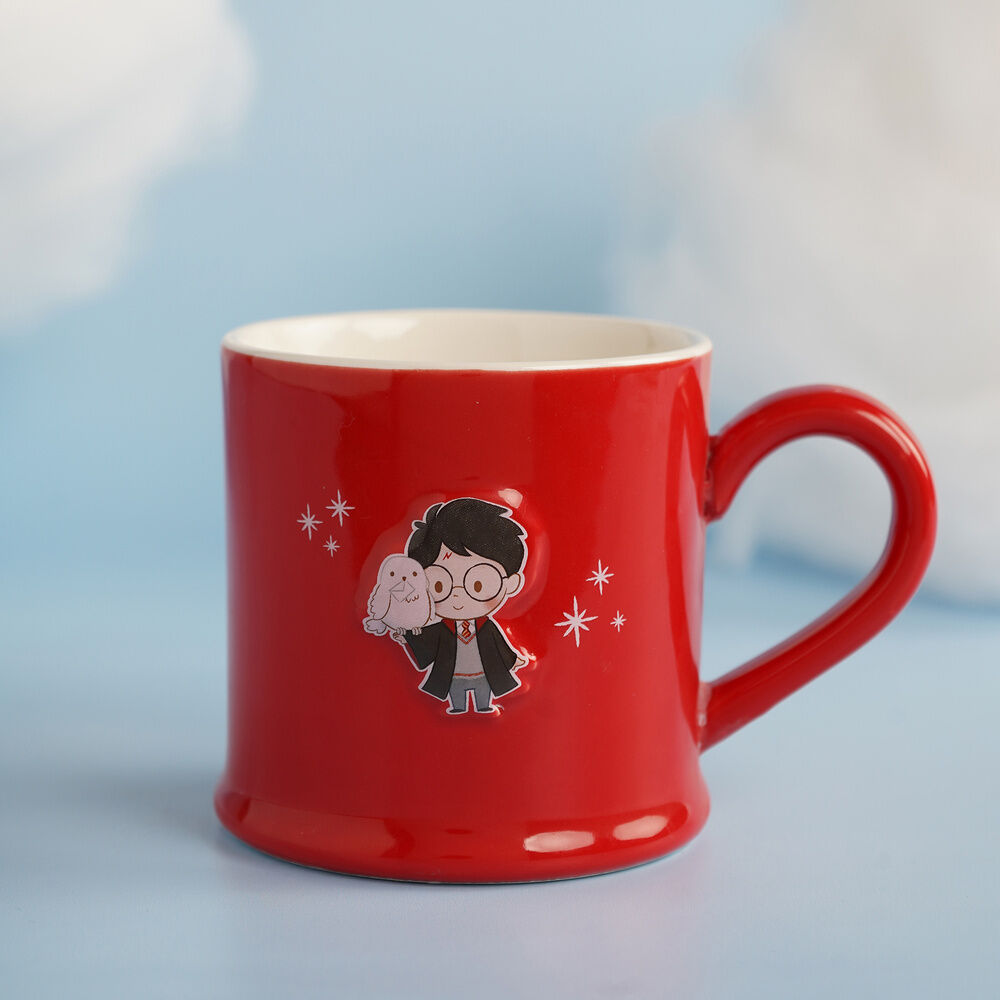 Taza roja de cerámica Harry Potter con Harry y una lechuza - 5
