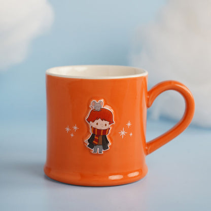 Taza naranja de cerámica con Ron de Harry Potter en relieve - 5