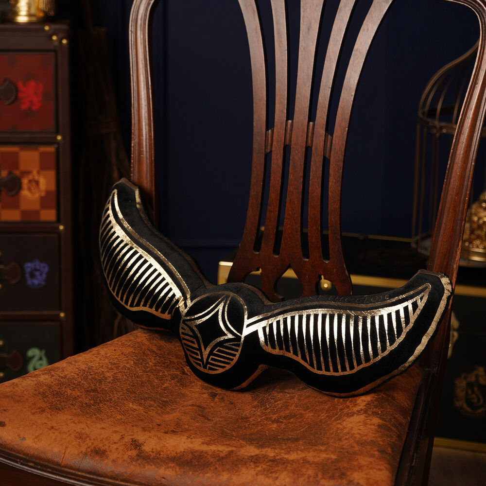Cojín de terciopelo negro y dorado con diseño de Snitch de Harry Potter - 5