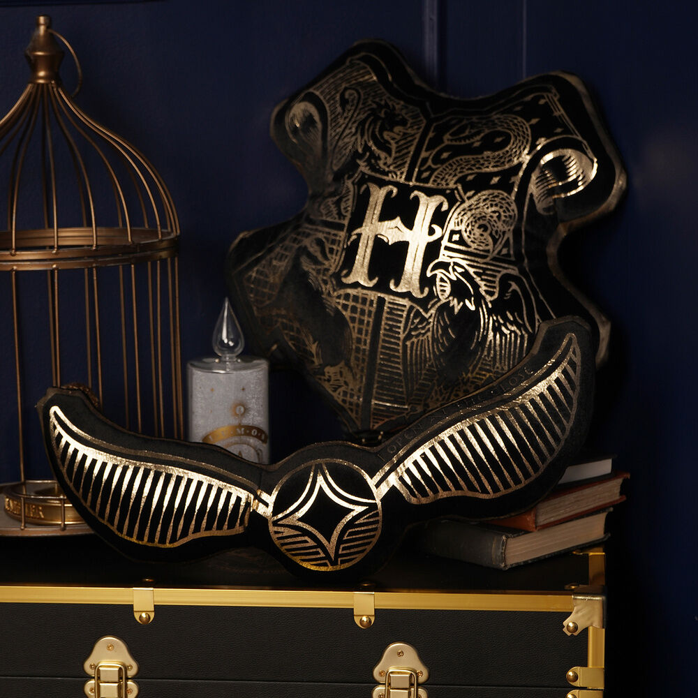 Cojín de terciopelo negro y dorado con diseño de Snitch de Harry Potter - 6