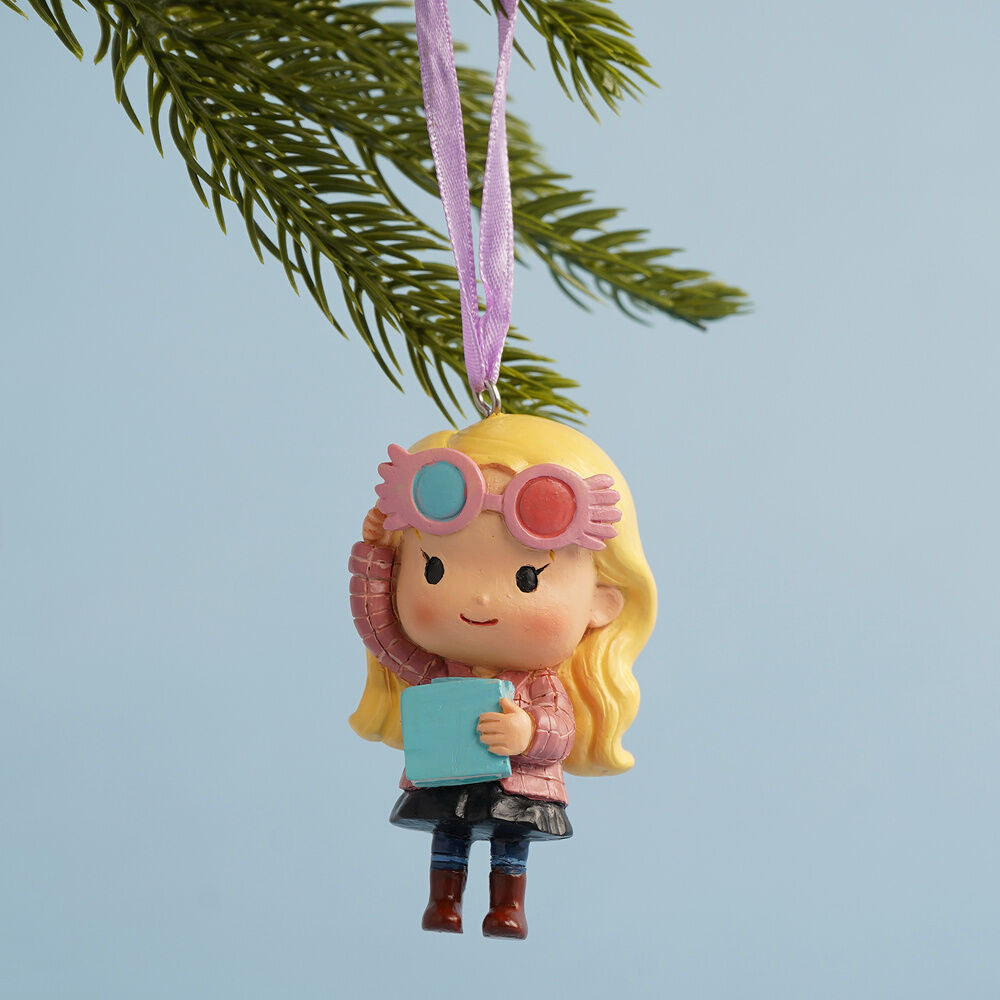 Adorno navideño colgante de Luna Lovegood con gafas rosas y libro - 4