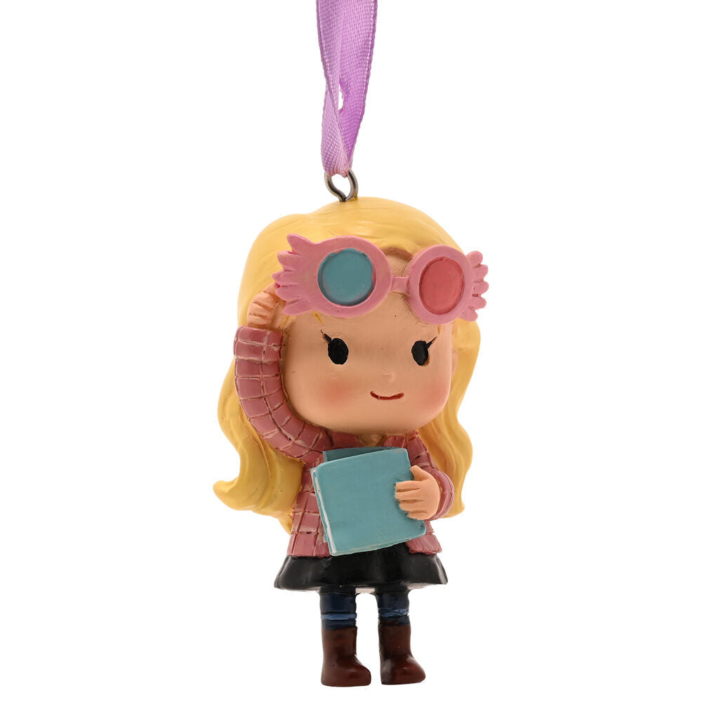 Adorno navideño colgante de Luna Lovegood con gafas rosas y libro
