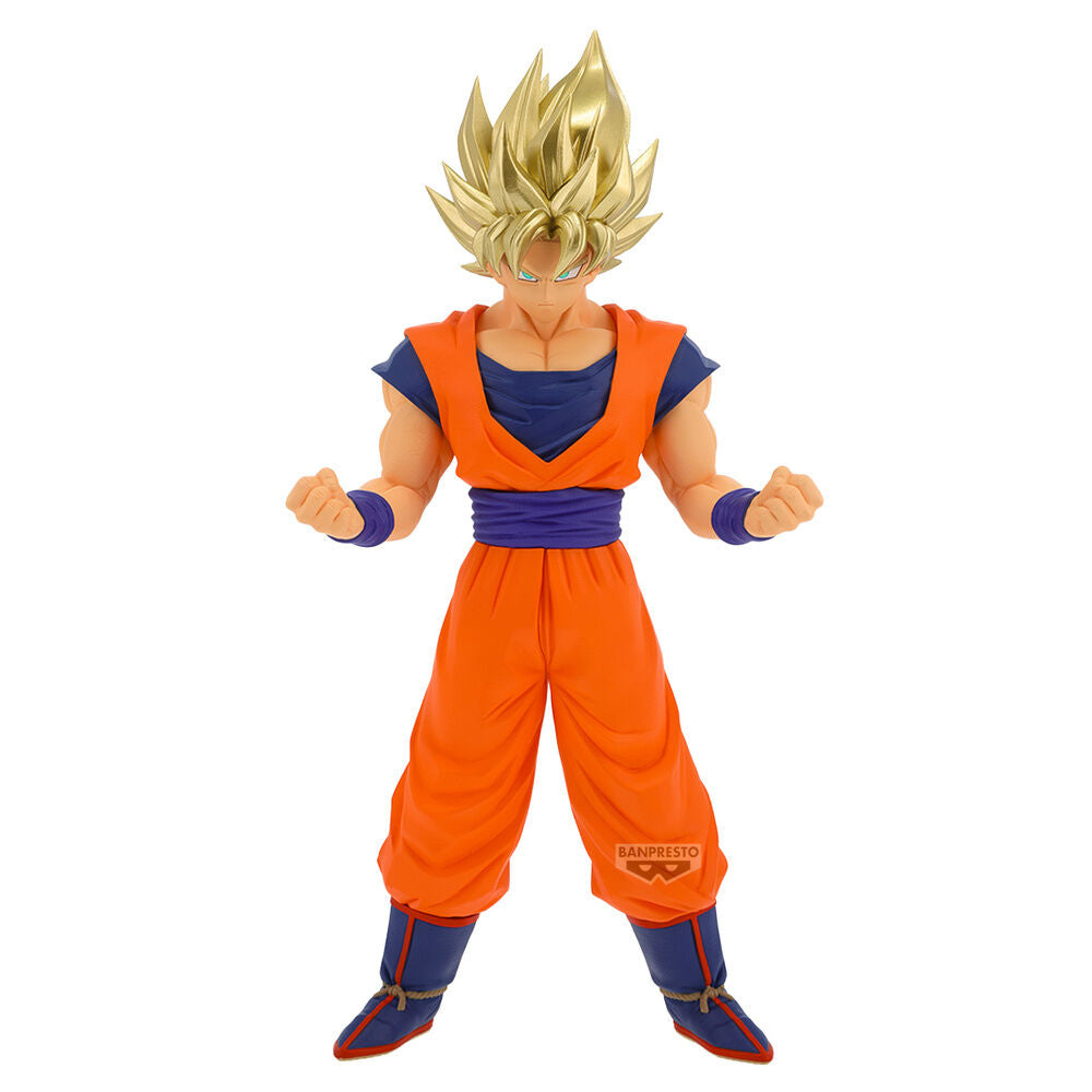 Figura Banpresto de Son Goku Super Saiyan II con uniforme naranja y azul
