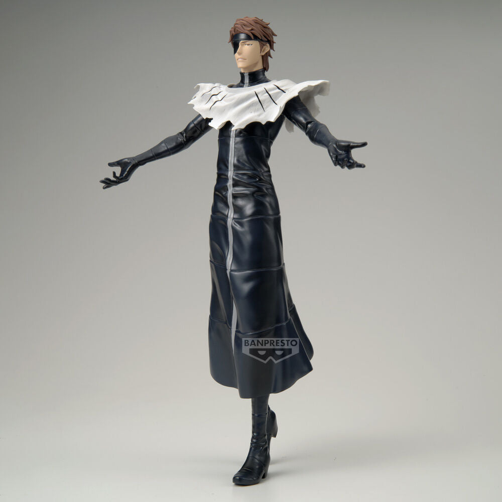 Figura de Aizen Sosuke de Bleach con atuendo negro y capa blanca - 3