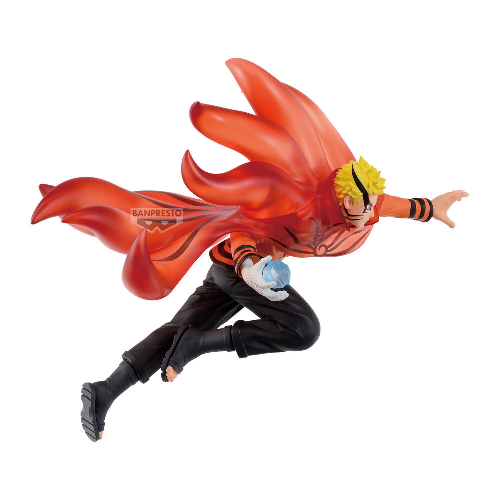 Figura de Naruto Uzumaki Banpresto en pose de acción con capa roja y efecto azul - 3
