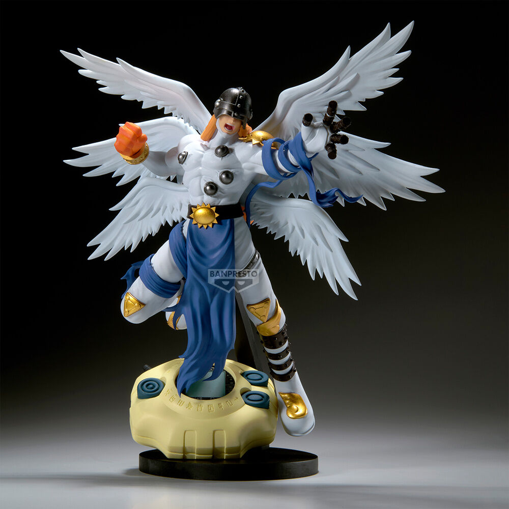 Figura BANPRESTO de Angemon con alas desplegadas y base inspirada en un Digivice - 3
