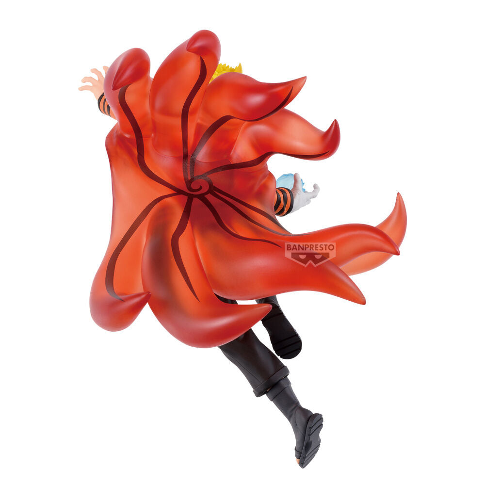 Figura de Naruto Uzumaki Banpresto en pose de acción con capa roja y efecto azul - 4