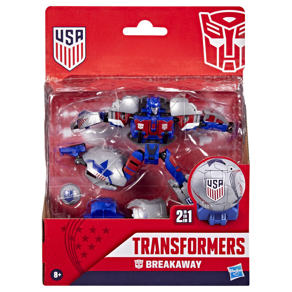 Figura articulada Breakaway USA de Transformers con balón de fútbol