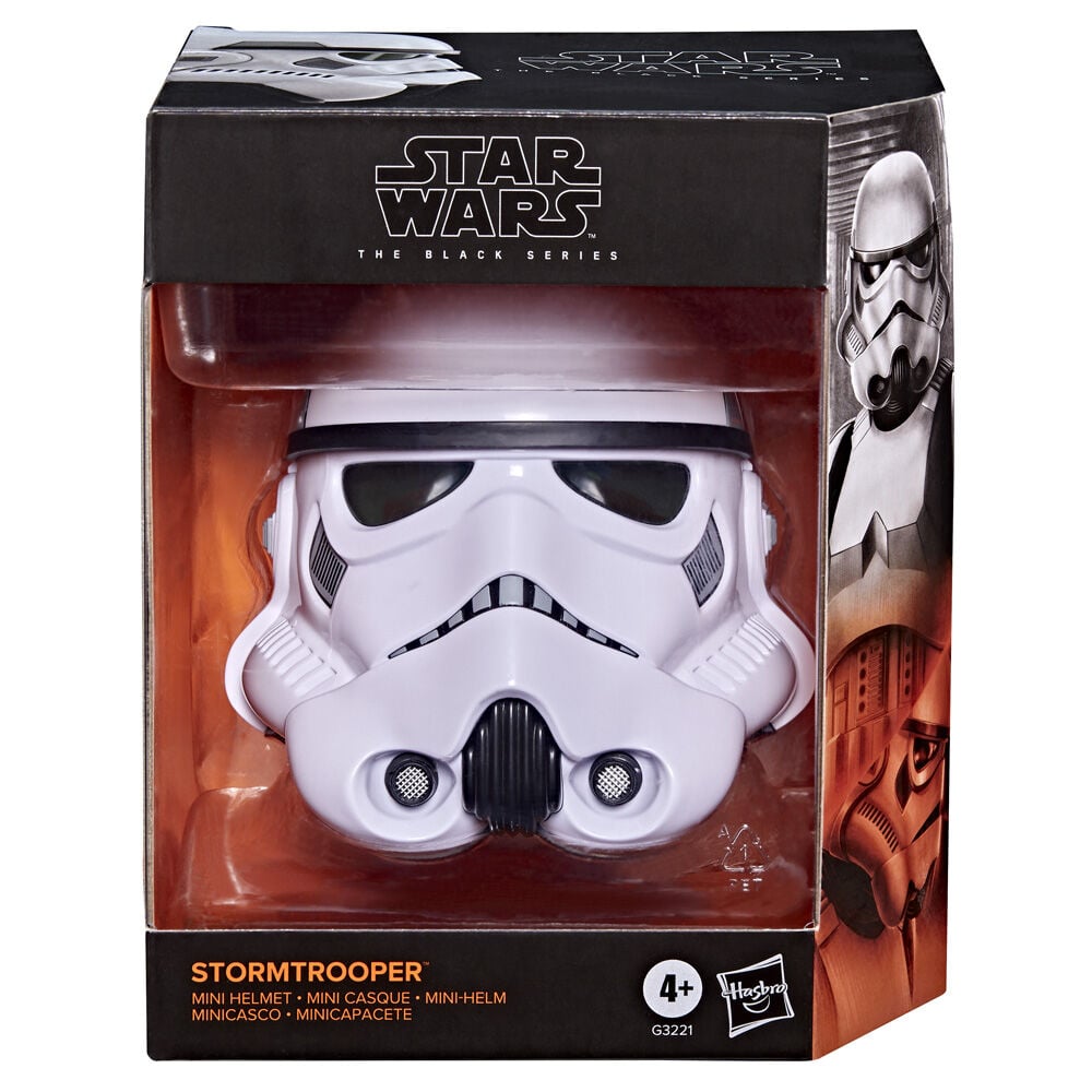 Mini casco blanco y negro de un Stormtrooper de Star Wars sobre base negra - 2