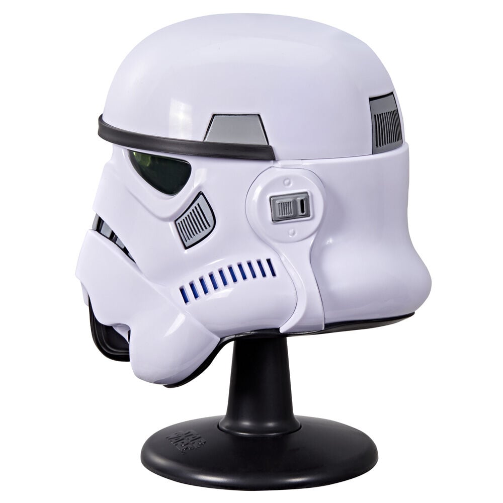 Mini casco blanco y negro de un Stormtrooper de Star Wars sobre base negra - 3
