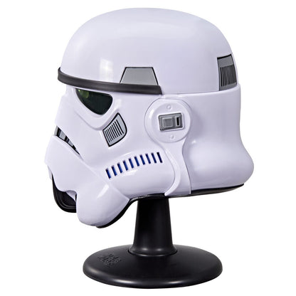 Mini casco blanco y negro de un Stormtrooper de Star Wars sobre base negra - 3