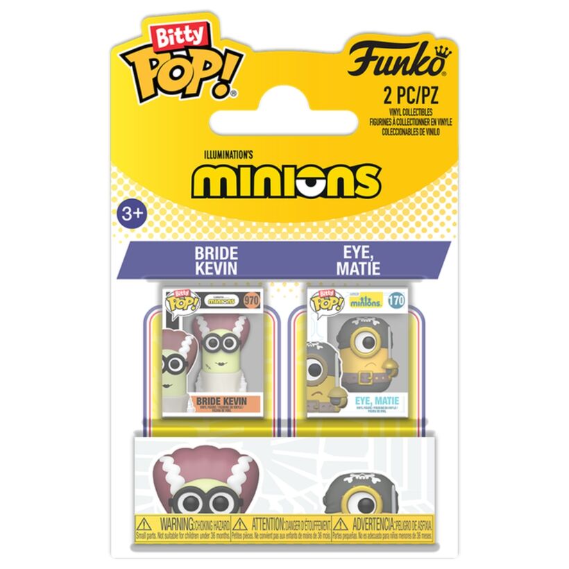 Blíster FUNKO Bitty POP! Minions con figuras Bride Kevin y Eye, Matie