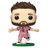 Figura Funko POP de Lionel Messi con uniforme rosa del Inter Miami y balón