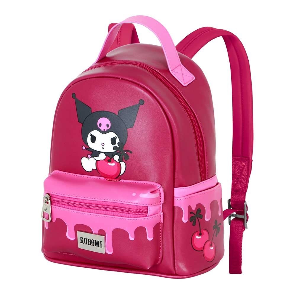 Mochila rosa y fucsia de Kuromi con diseño de cerezas