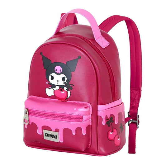 Mochila rosa y fucsia de Kuromi con diseño de cerezas