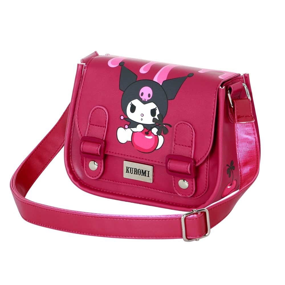Bandolera Cherry granate y rosa con ilustración de Kuromi