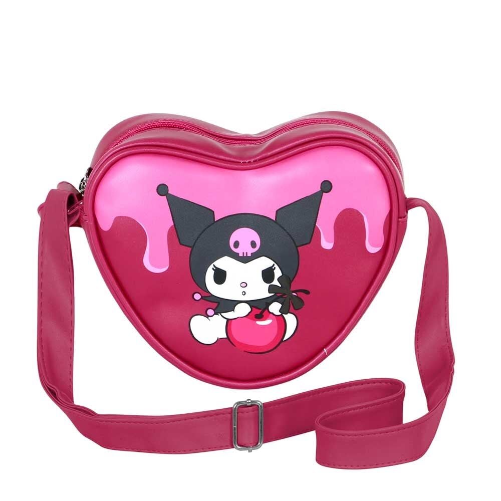 Bolso corazón fucsia de Kuromi con diseño Cherry