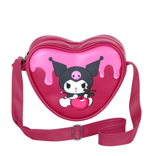 Bolso corazón fucsia de Kuromi con diseño Cherry