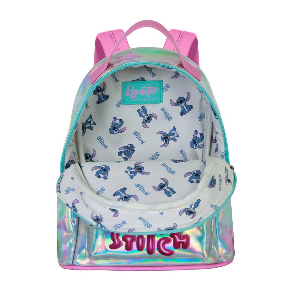 Mochila escolar iridiscente de Stitch Disney con detalles rosas - 3