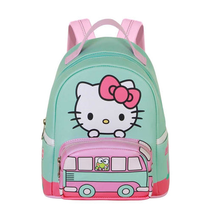Mochila Van de Hello Kitty verde menta y rosa con autobús retro - 2