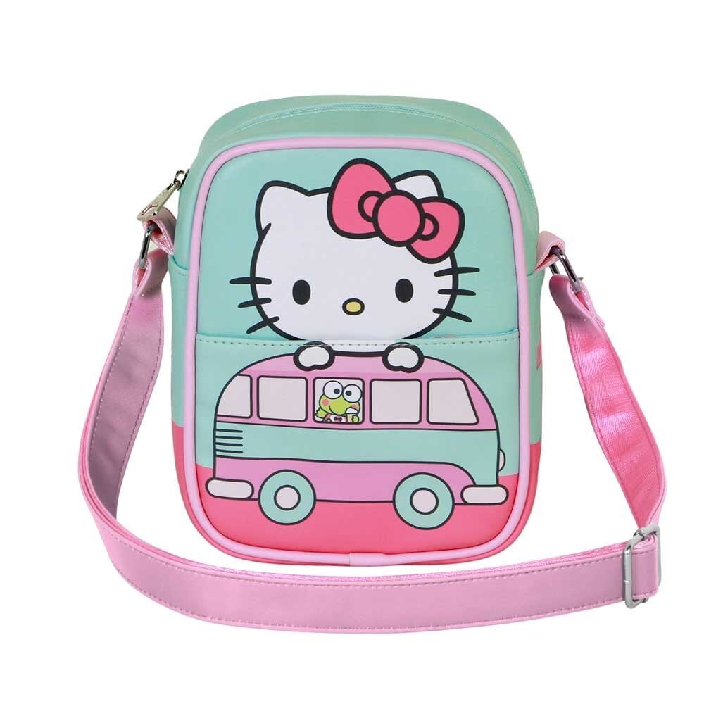 Bandolera Hello Kitty con diseño de furgoneta rosa y verde agua