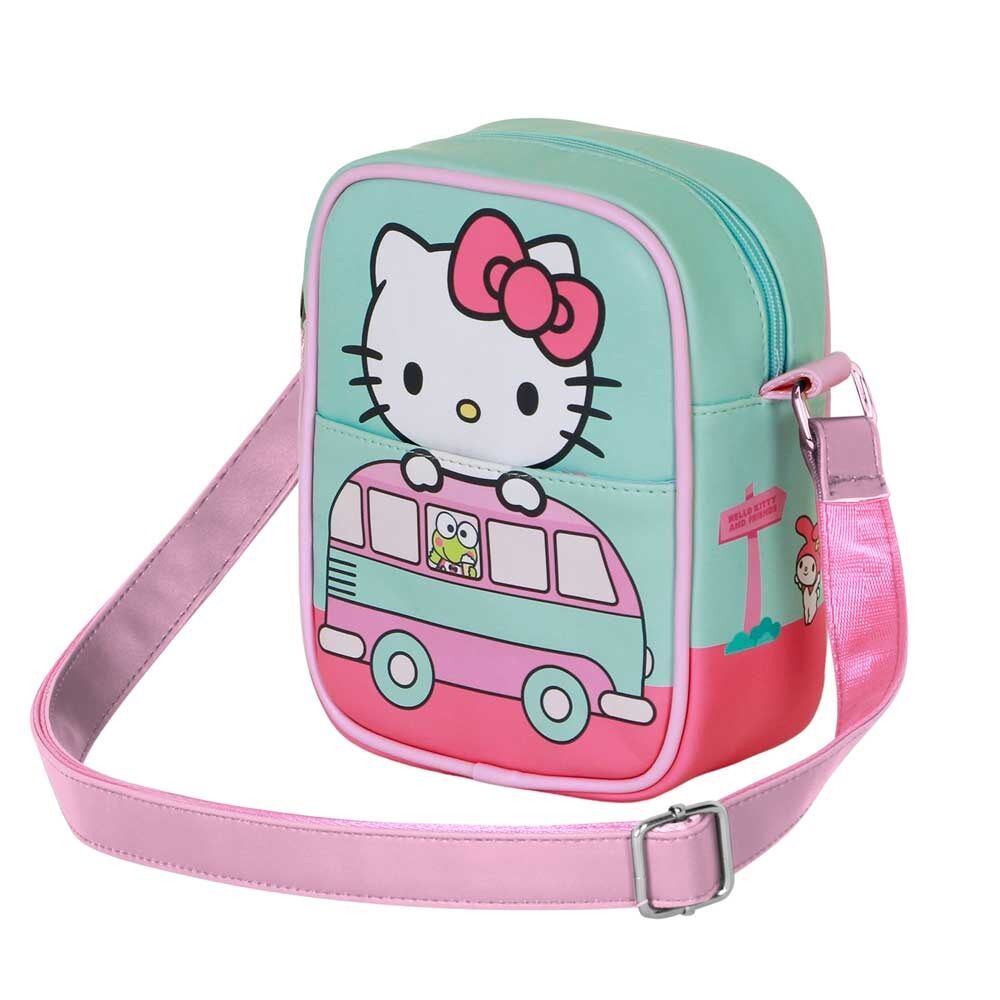 Bandolera Hello Kitty con diseño de furgoneta rosa y verde agua - 3