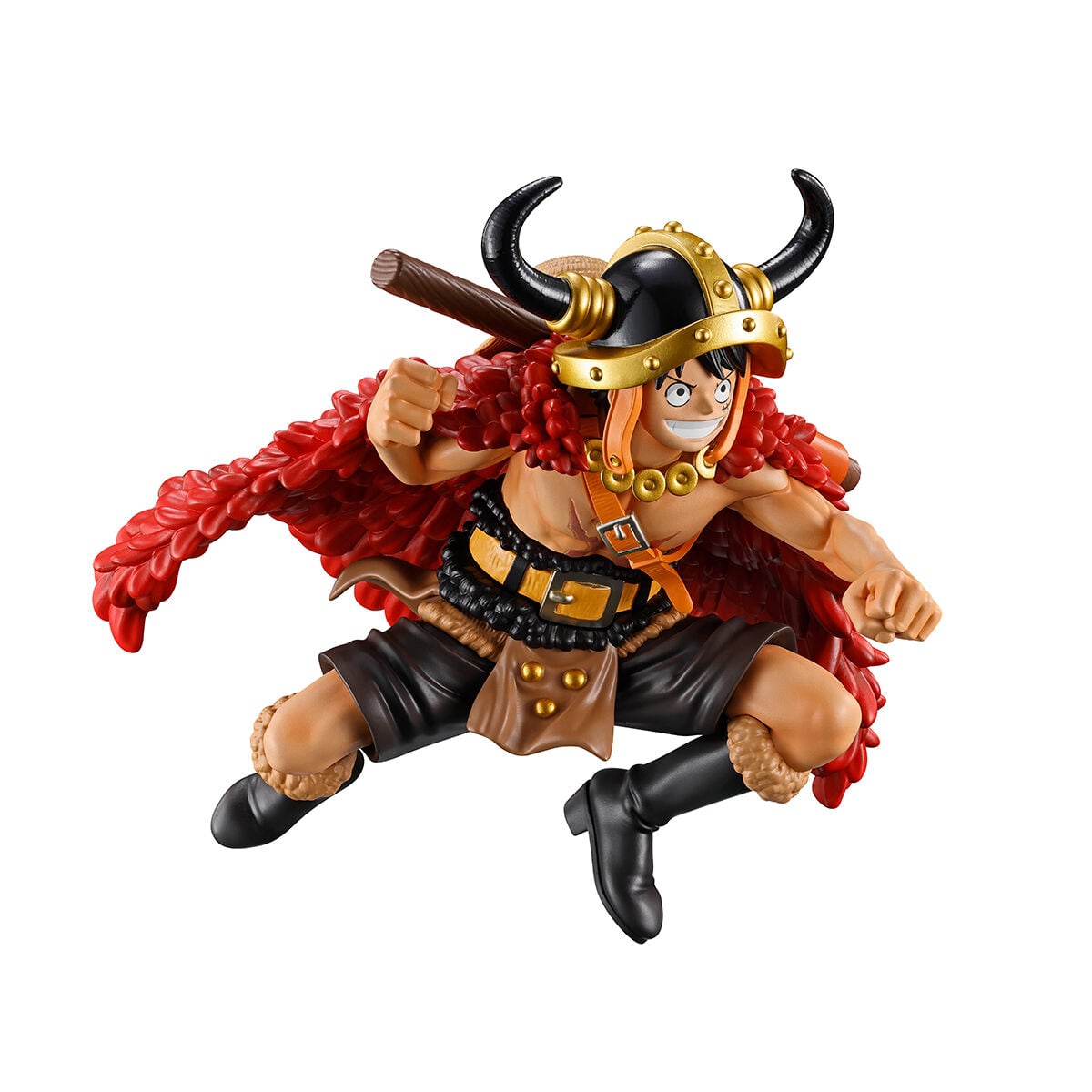 Figura Ichibansho de Monkey D. Luffy con casco de cuernos y capa roja