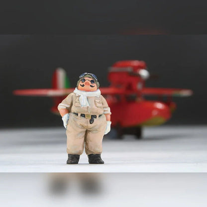 Maqueta de hidroavión Savoia S.21F roja con figura de Porco Rosso