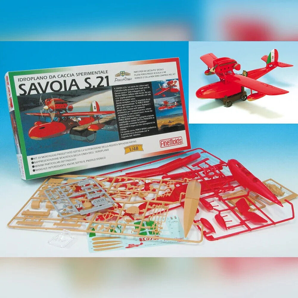 Maqueta del hidroavión Savoia S.21 de Porco Rosso con figura de Porco - 3