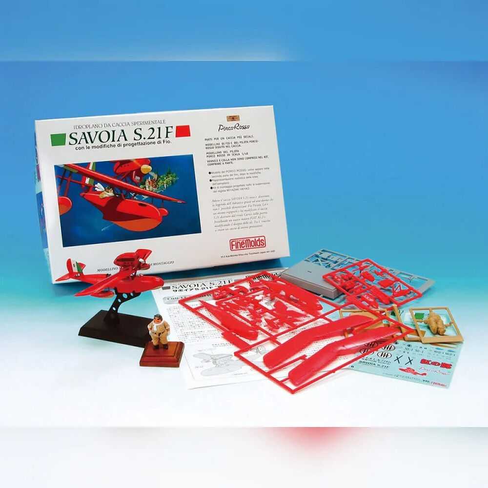 Maqueta de hidroavión Savoia S.21F roja con figura de Porco Rosso - 4