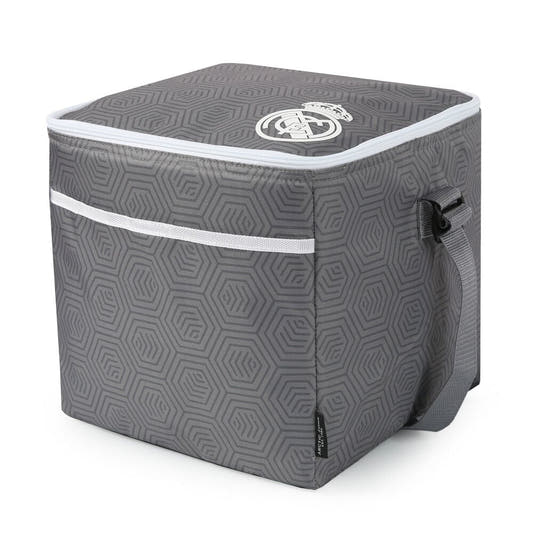 Bolsa porta alimentos plegable gris del Real Madrid con correa lateral