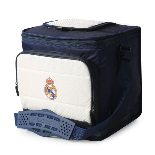 Bolsa porta alimentos plegable azul marino y blanca del Real Madrid