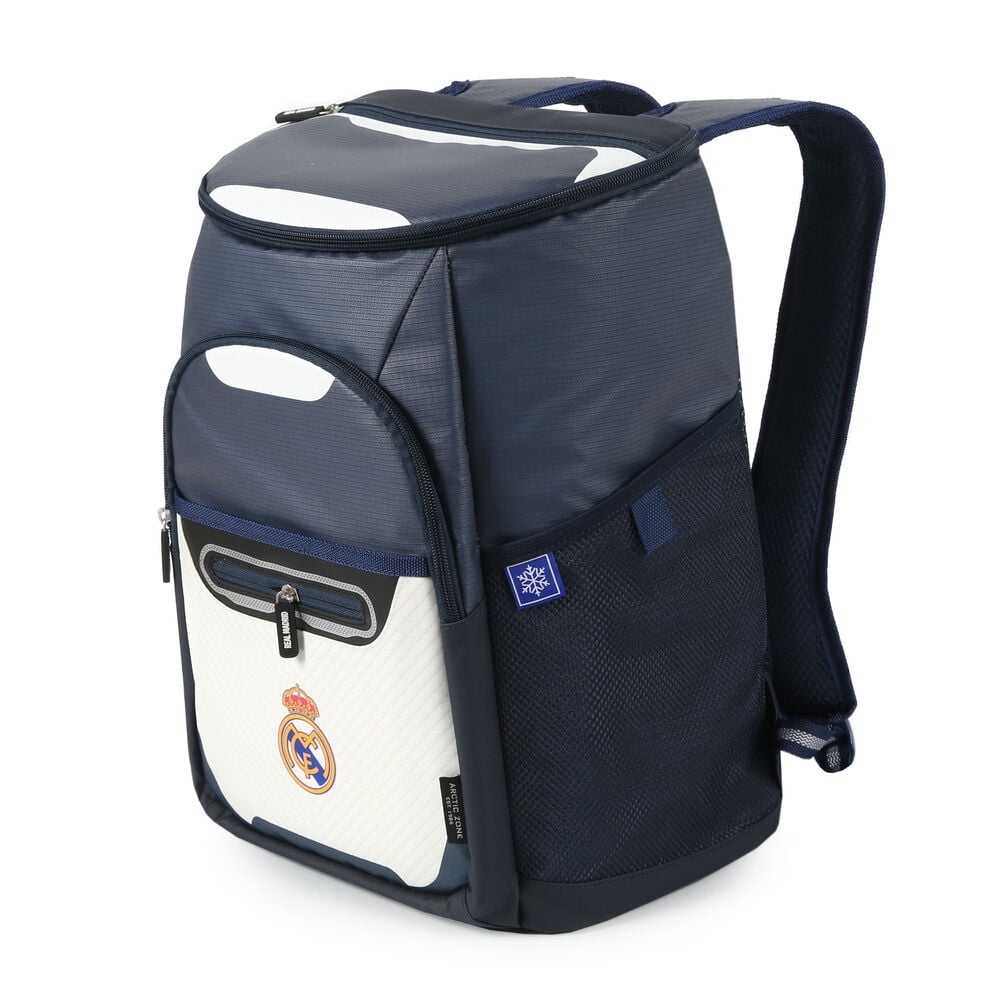 Mochila térmica porta alimentos del Real Madrid azul marino y blanca