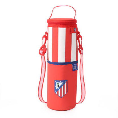 Botellero térmico rojo y blanco del Atlético de Madrid con correa
