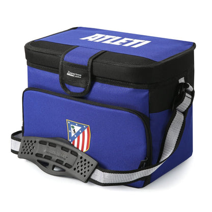 Bolsa térmica azul del Atlético de Madrid con bandolera y bolsillo frontal