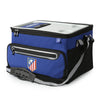 Bolsa porta alimentos plegable azul del Atlético de Madrid con tapa rígida y bolsillo frontal