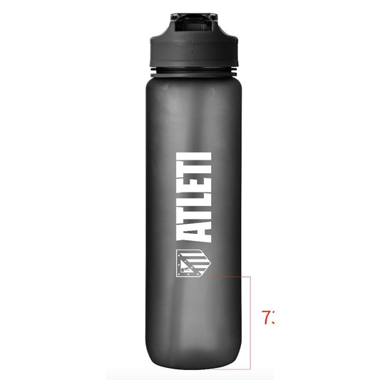 Botella de agua Atlético de Madrid negra de 1000 ml con logo blanco