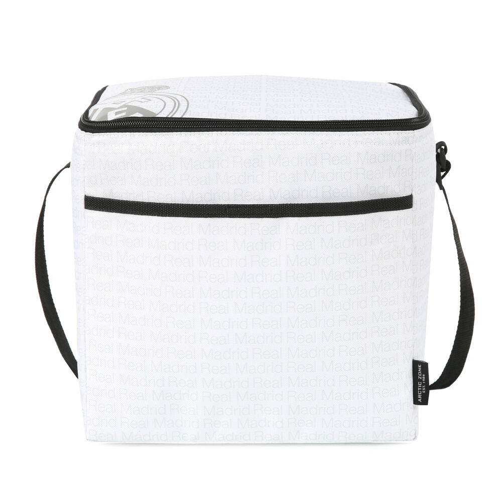 Bolsa porta alimentos plegable blanca del Real Madrid con asa bandolera - 4