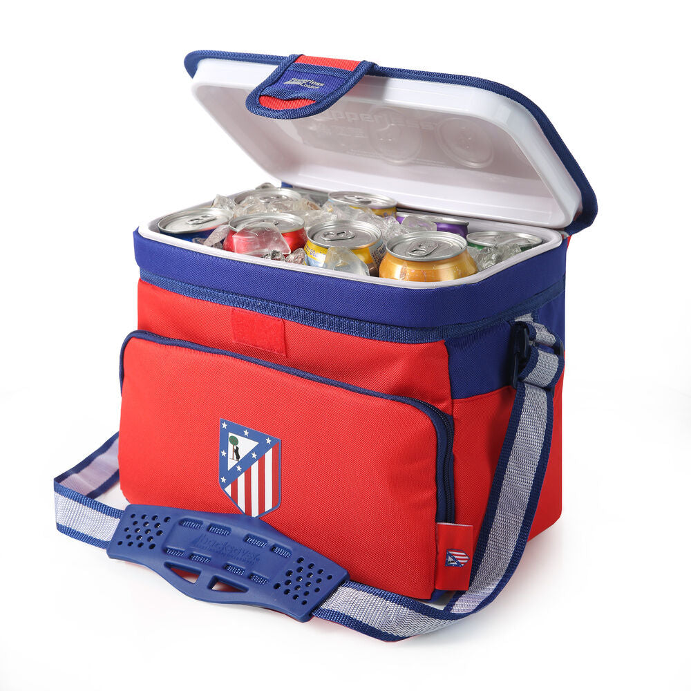 Bolsa térmica roja y azul del Atlético de Madrid con correa y bolsillo frontal - 4