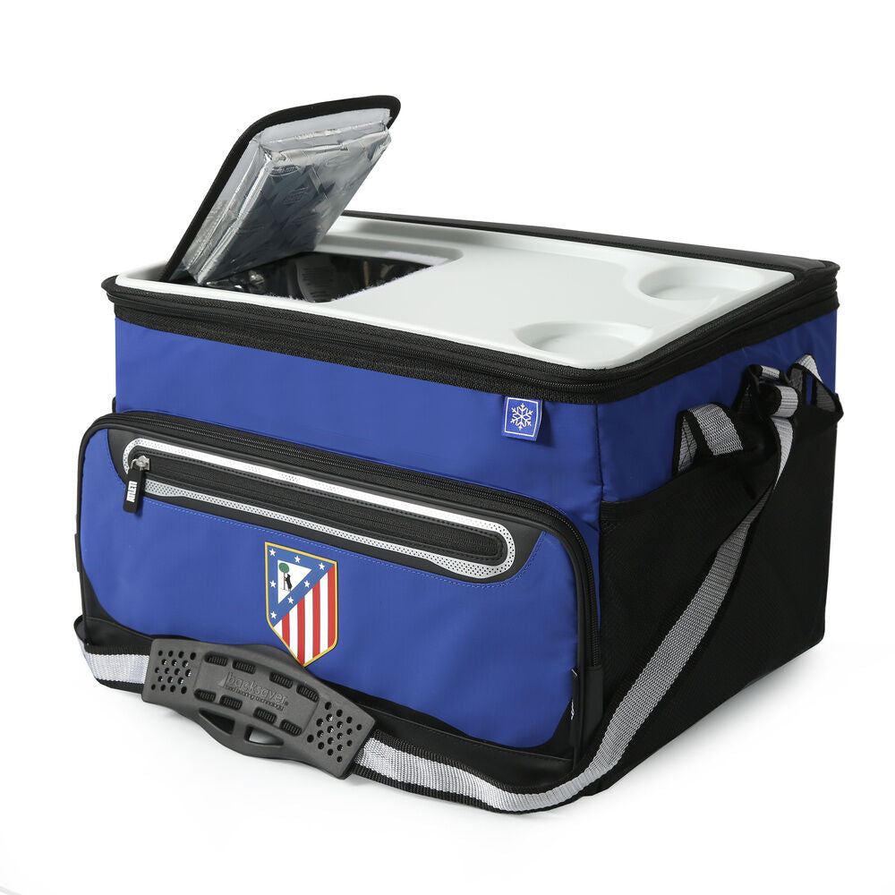 Bolsa porta alimentos plegable azul del Atlético de Madrid con tapa rígida y bolsillo frontal - 7