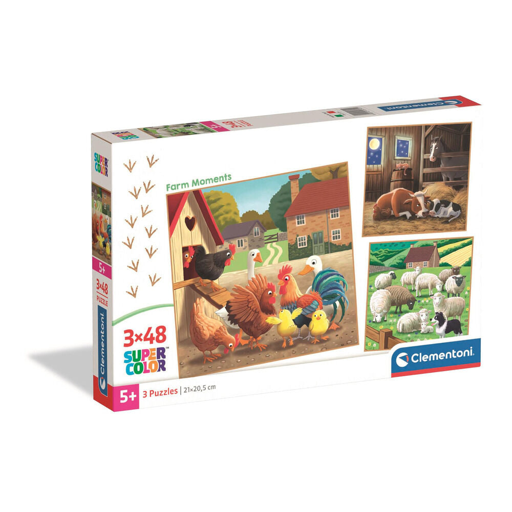 Pack Clementoni Farm Moments con tres puzzles de animales de granja
