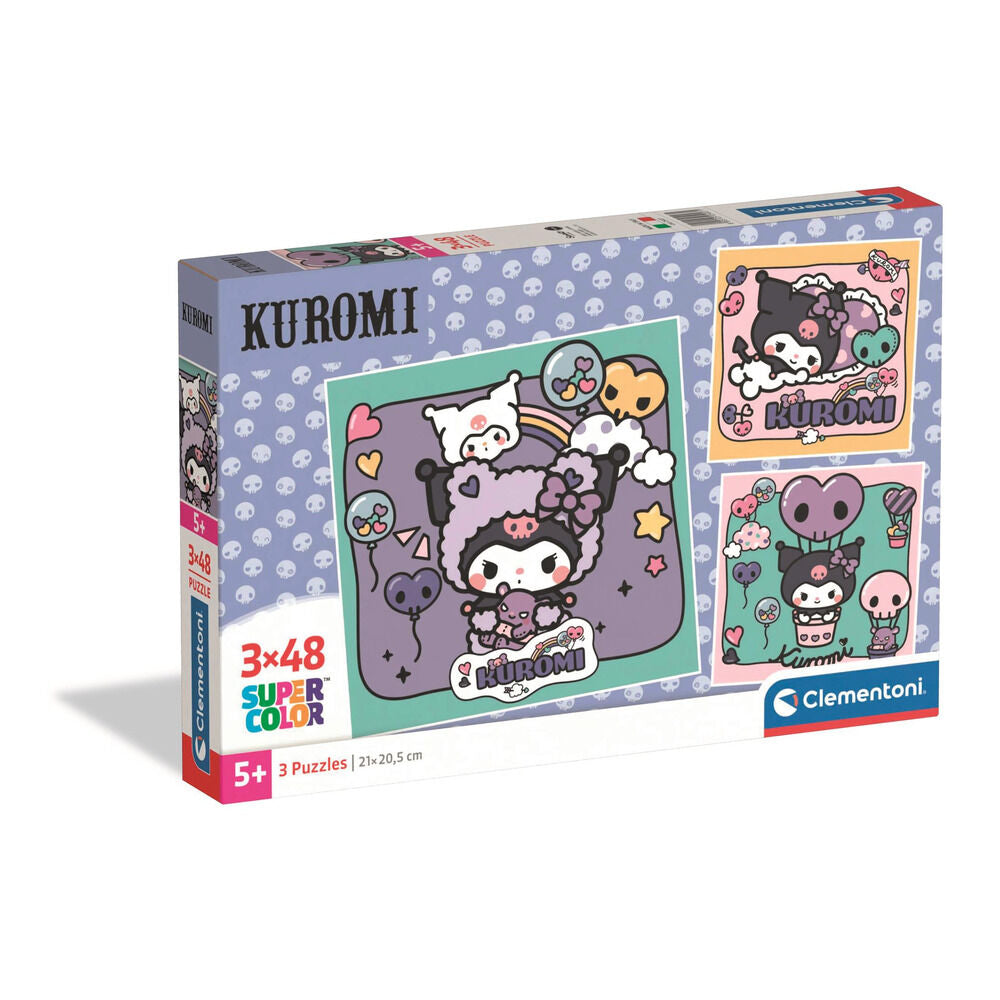 Caja de 3 puzzles Clementoni de Kuromi de 48 piezas