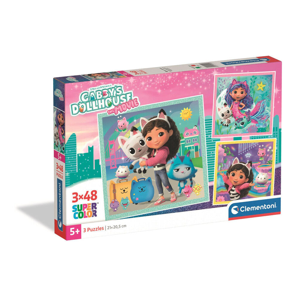 Caja de 3 puzles Clementoni de Gabby’s Dollhouse de 48 piezas