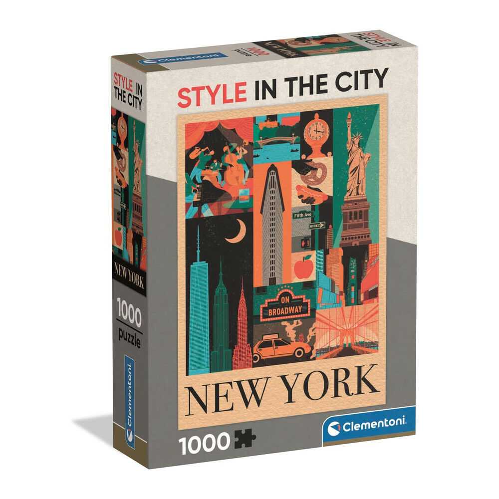 Puzzle Clementoni de 1000 piezas con collage retro de New York