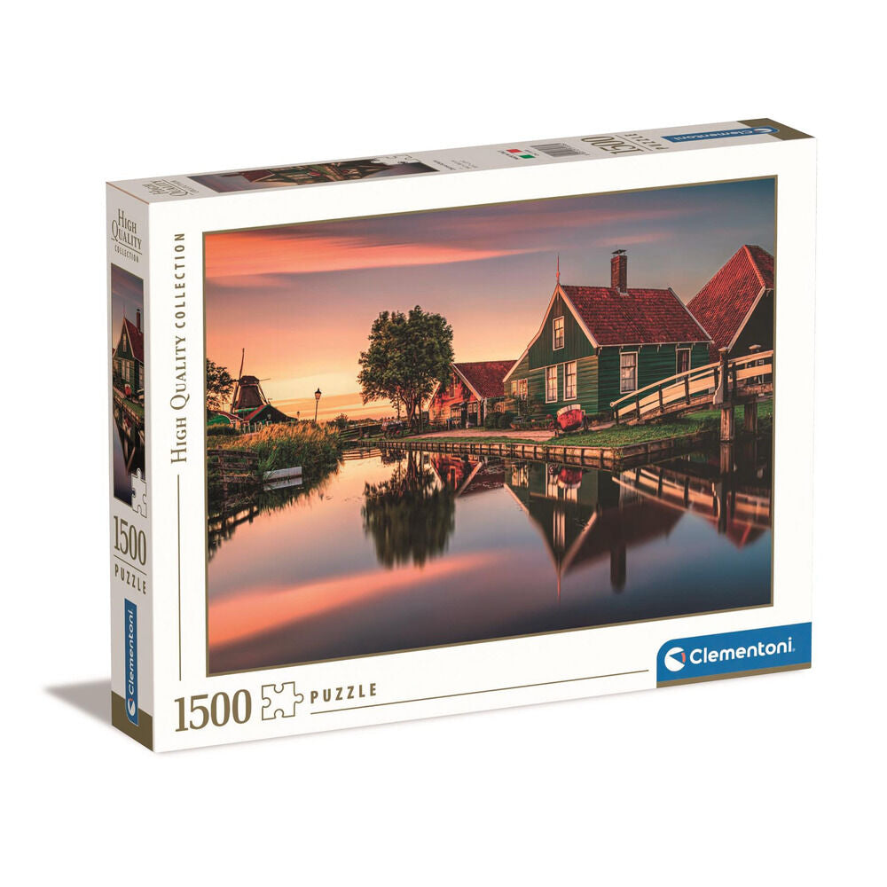 Puzzle Clementoni de 1500 piezas con paisaje de Zaanse Schans al atardecer